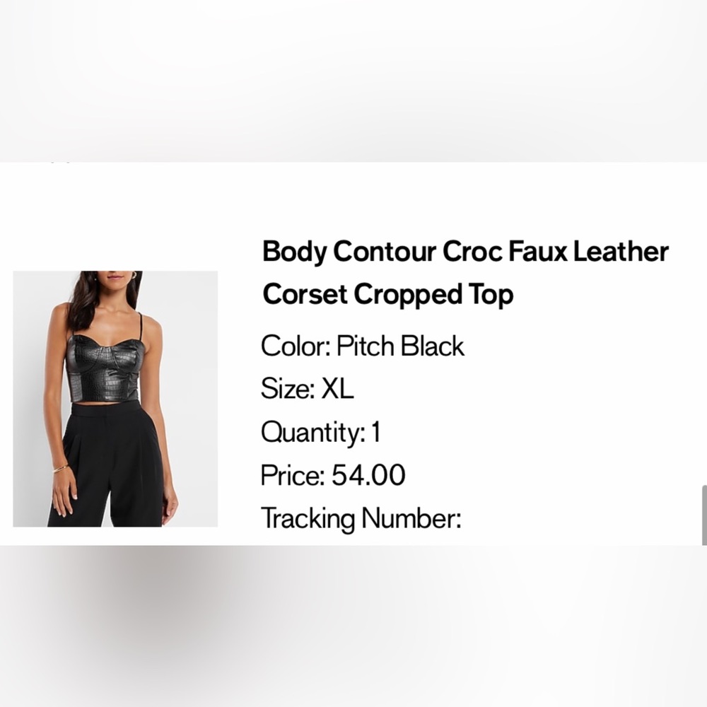 Black faux leather croc embossed corset top